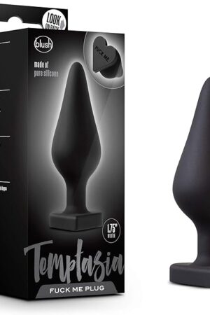 Blush Novelties Temptasia Fuck Me Heart Shaped Silicone Butt Plug, Candy Heart Anal Plug, Sex Toy for Women, Black