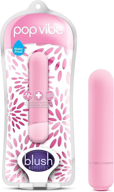 Blush Novelties Vive Pop Vibe - Waterproof 10 Function Rumbly Micro Vibrator - Satin Smooth Texture - Travel Sized Pocket Vibe, Sensual Massager for Women - Pink