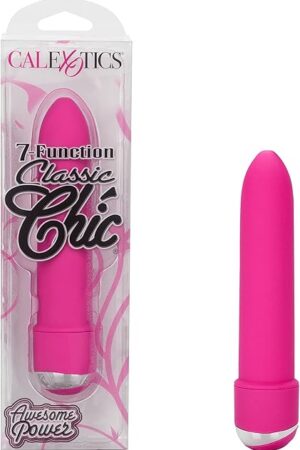 CalExotics 7-Function Classic Chic Mini Vibrator - Waterproof Sex Toys for Couples - Adult Vibe G Spot Massager - Pink