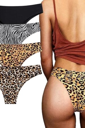4 pack Seamless Women Underwear Thongs,No Show Ladies Thong,No Line Breathable Comfortable Panties,low waist Bikini Underwear