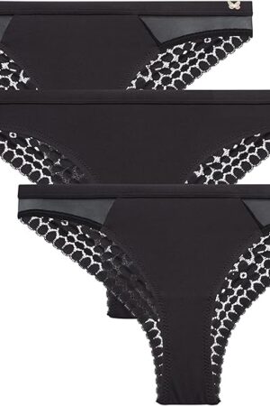 Women's Tanga Underwear - 3 Pack/6 Pack Soft Microfiber Lace Back Panties - Breathable Underwear for Women