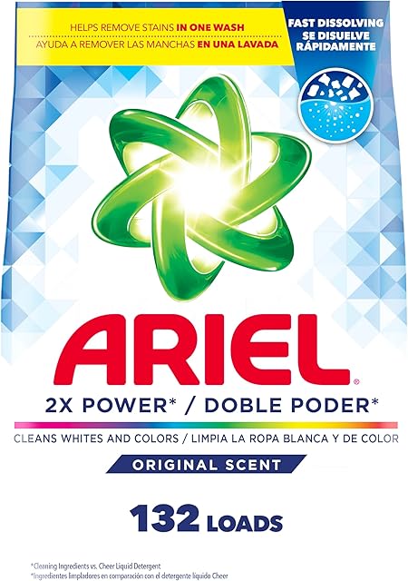 Ariel Powder Laundry Detergent, Original Scent, 211 ounces 132 Loads, 1319 Pound (Pack of 1)