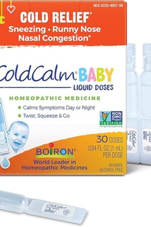 Boiron ColdCalm Baby Single-Use Drops for Relief from Cold Symptoms of Sneezing, Runny Nose, and Nasal Congestion - Sterile and Non-Drowsy Liquid Doses - 30 Count