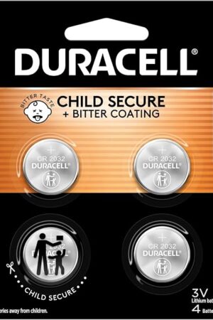 Duracell 2032 Lithium Battery 4 Count Pack Child Safety Features Compatible with Apple AirTag, Key Fob, and other devices CR2032 Lithium 3V Cell 2032 Battery, Lithium Coin Battery