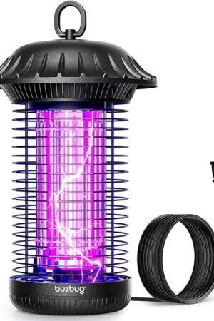 Buzbug LED Bug Zapper Indoor Outdoor, 10 Years Lifespan, 65ft Power Cord, IPX4 Waterproof, High-Voltage, Mosquito Zapper, Fly Trap Mosquito Trap, Fly Killer Fly Zapper -MO008C