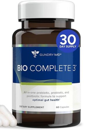 Gundry MD® Bio Complete 3, 3-in-1 Probiotics for Gut Health, Probiotic Supplements for Digestion, Supplement Supporting Bloating, Gas, Food Cravings, Energy Levels, Skin, and Focus, 30 Day Supply