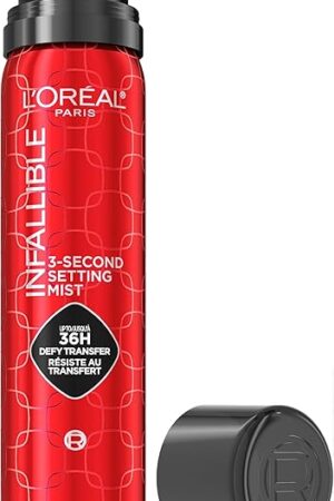 L'Oreal Paris Infallible 3-Second Setting Spray Mist, Microfine Mist for up to 36HR Wear, Clear, 176 oz