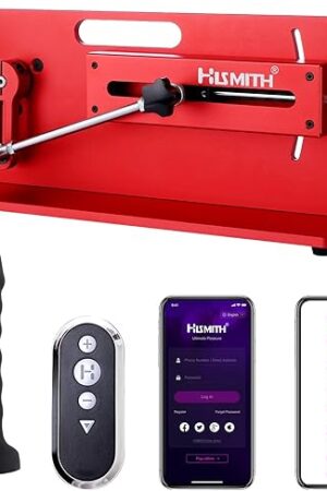 Hismith Premium Sex Machine with KlicLok System, 100 Watt APP Remote Wire 3 in 1 Control Sex Machine, Love Machine Adjustable Thrusting Machine with Dildo for Men and Women Red 20 Pro