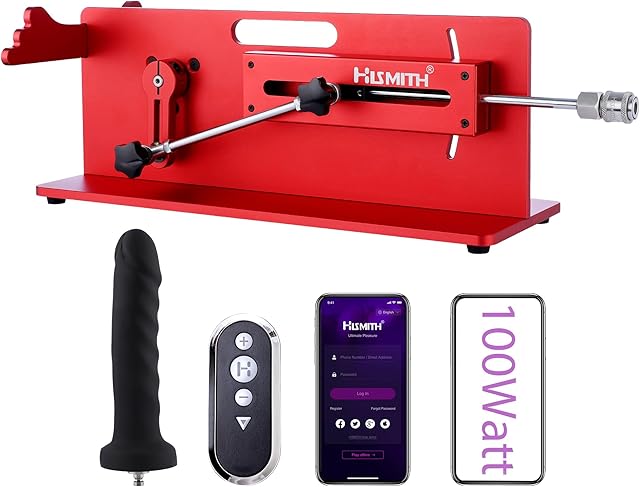 Hismith Premium Sex Machine with KlicLok System, 100 Watt APP Remote Wire 3 in 1 Control Sex Machine, Love Machine Adjustable Thrusting Machine with Dildo for Men and Women Red 20 Pro