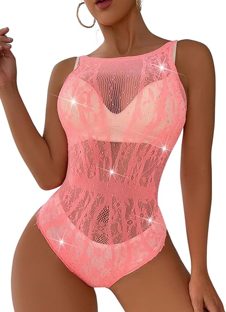 Women's Sexy Glitter Rhinestone Bodysuit Club Party Night