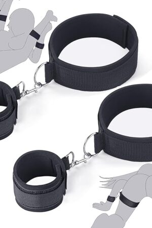 BDSM Bondage Sex Toys Restraints, Couples Sex Toy Handcuffs Adjustable Sex Cuffs Sex Restraints Straps Wrist-to-Thigh, Restraint Set Adult Sex Toys for Couple