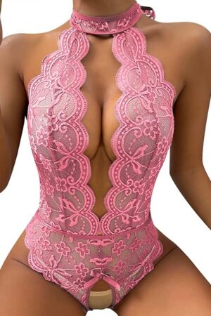 Women Sexy Lingerie Bodysuit Fashion Roleplay Costume Lace Plaid Seductive Apparel