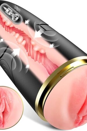 Automatic Male Masturbator with 10 Vibrations for Penis Stimulation, Electric Pocket Pussy for Stroker, Realistic Textured 3D Vagina, Man Masturbation Toy for Men Male Adult Sex