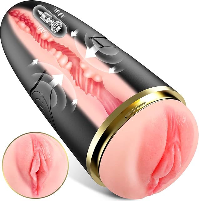 Automatic Male Masturbator with 10 Vibrations for Penis Stimulation, Electric Pocket Pussy for Stroker, Realistic Textured 3D Vagina, Man Masturbation Toy for Men Male Adult Sex