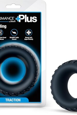 Blush  Performance Plus  Traction Textured Cock Ring  Ultra-Thick Design  Made with Purio? Platinum-Cured Liquid Silicone  Wrapped in UltraSilk? Satin Smooth  Male Adult Sex Toy  in Black