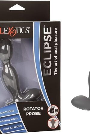 CalExotics Eclipse Rotator Probe  Premium Rechargeable Silicone Anal Vibrator Adult Sex Toy  Black