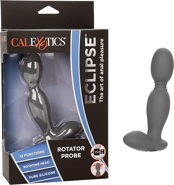 CalExotics Eclipse Rotator Probe ? Premium Rechargeable Silicone Anal Vibrator Adult Sex Toy ? Black