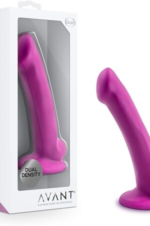 Blush Avant D9 Ergo Mini Dildo 7" - Dual Density Ultrasilk Silicone Cock - Suction Cup, Strap-On Compatible, G-Spot Curved Shaft, Violet Anal & Vaginal Sex Toy Penis for Women, Men, Couples - (Pink)