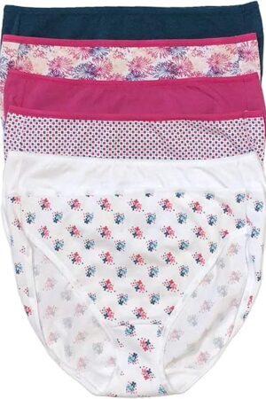 Cotton Stretch Hi Cut Panty (6-Pack) Full Coverage Underwear for Women - Sexy Lingerie Panties for Women, Style: C1818