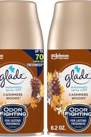 Glade Automatic Spray Refill, Air Freshener for Home and Bathroom, Cashmere Woods, 62 Oz, 2 Count