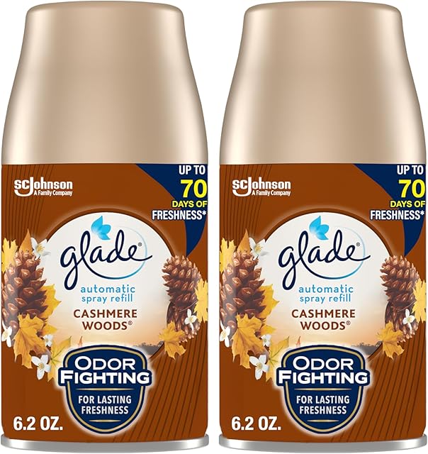 Glade Automatic Spray Refill, Air Freshener for Home and Bathroom, Cashmere Woods, 62 Oz, 2 Count