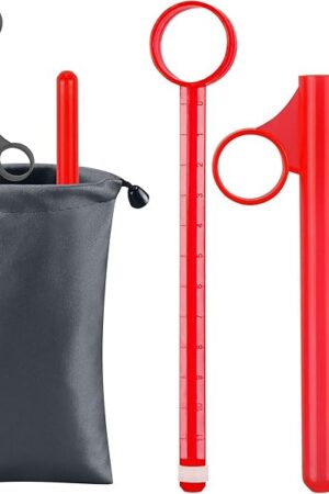 [2Pack+Storage Bag] Lube Applicator Syringe with 10ml Precise Scales, 6.5" Anal Lube Shooter with Air-Proof Silicone Cap Reusable Lubricant Tube Applicator for Women, Men & Couples, Black Red