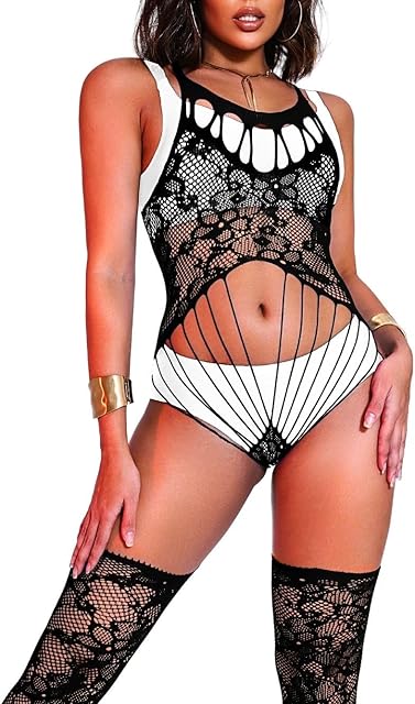 Body Stockings For Women Sexy, Exotic Dancer Wear Lingerie Rave Outfits, Full Floral Lace Fishnet Bodysuit Party Club