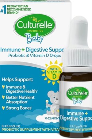 Culturelle Baby Probiotic Drops + Vitamin D, Immune & Digestive Health Support for Babies, Infants & Newborns 0-12 Months, 30 Day Supply, Gluten Free & Non-GMO, 9ml