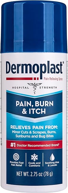 Dermoplast Pain, Burn & Itch Relief Spray for Minor Cuts, Burns and Bug Bites, 275 Oz (Packaging May Vary)