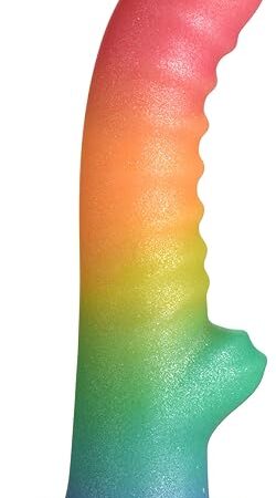 CURVE TOYS Simply Sweet Ribbed Rainbow Silicone Dildo for Men Women & Couples Colorful Ribbed Strong Suction Base Dildo 1 Piece, Rainbow