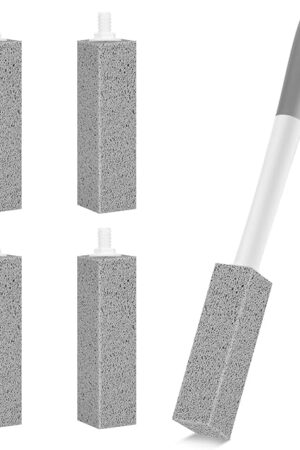 4 Pack Toilet Pumice Stone with Extra Long Handle,Pumice Stone Toilet Bowl Cleaner,1 Cleaning Handle, 4 No Touch Replaceable Piedra Pomez for Cleaning Toilets, Bathtubs, Grills, Swimming Pools, Sinks