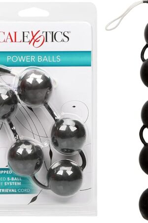 CalExotics Power Balls Kegel Exerciser with Nylon Retrieval Cord - Blac