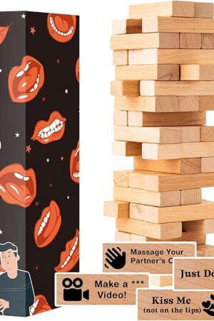 54Pcs Lust Tower [ Wild Group Party Edition ] ? A Bold, Flirty Twist on The Lust Tower for Daring Adults, Valentine Tumbling Tower Stacking Blocks, Date Night Party Game