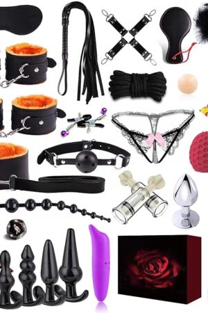 34PCS Sets Sex Toys kit for Adult BDSM Toys for Bondage Restraints Anal Plug Sex Things for Couples Kinky,BDSM kit for Bondaged kit Adult Game Body-Safe Sexual Pleasure Tools for Couples
