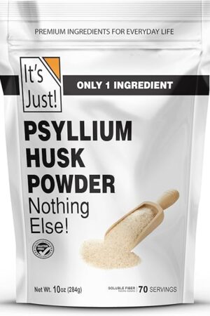 It's Just! - Psyllium Husk Powder, Easy Mixing Dietary Fiber, Cleanse Your Digestive System, Finely Ground Powder, Ideal for Keto Baking, Non-GMO (Unflavored, 10oz (Pack of 1))