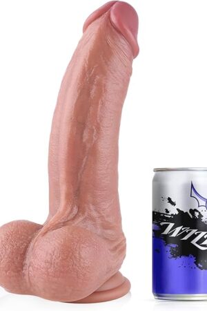 26' Diameter Thick Realistic Dildos Dual Density Silicone Dildo with Strong Suction Cup Bend Long Penis Sex Toy for Men Women, 114 in