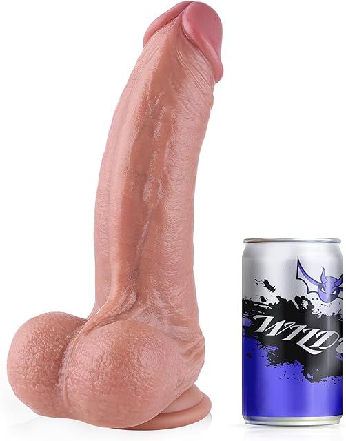 26' Diameter Thick Realistic Dildos Dual Density Silicone Dildo with Strong Suction Cup Bend Long Penis Sex Toy for Men Women, 114 in