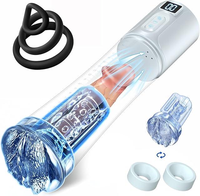 Electric Penis Pump Male Sex Toys - 9" Penis Pump Vacuum Cylinder Large Cock Extender Pump with 6 Erection Training Modes,Male Masturbator Stimulators Vibrator Stroker Adult Toys for Men Pleasures