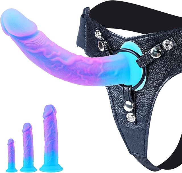Wearable Strap On 6" 8" 10" Fantasy Beginner Anal Dildo Set, Silicone Realistic Small Big Huge G-Spot Dildo Penis with Suction Cup, Adjustable Harness Monster Dildos Adult Sex Toys for Women Lesbian