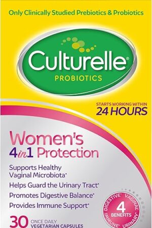 Culturelle 4-in-1 Probiotics for Women, Daily Probiotic & Prebiotic Supplement to Support Vaginal Health, Digestive Health, Immune Health, Occasional Diarrhea, Gas & Bloating Relief, Non-GMO, 30 Count