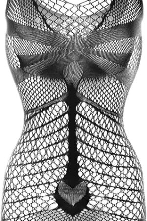 Women Fishnet Lingerie Sleepwear One Piece One Size V-Neck See Through Babydoll Mini Dress