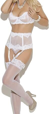 EM-5754X, Embroidered mesh underwire bra Set 44 Black