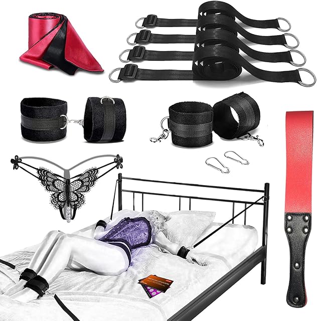 BDSM Kit Sex Bondage Restraints Toys,13Pcs Adult Sex Toys Set for Bed Sex Games incl Bondaged Straps Hundcuffs Paddle Blindfold, Bondage Gear & Accessories for Couples Men Women