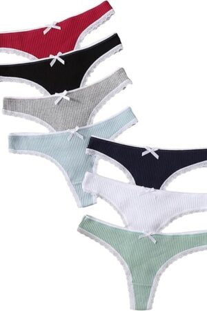 Women's 7 Pack G String Thongs Low Rise G-String Thongs Coquette Underwear Panties