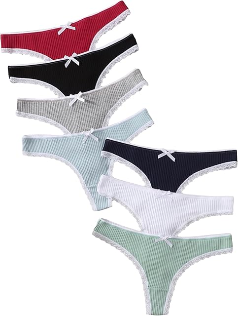 Women's 7 Pack G String Thongs Low Rise G-String Thongs Coquette Underwear Panties