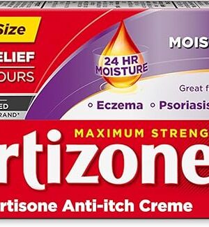 Cortizone-10 Maximum Strength Intensive Healing Itch Relief Cream, 1% Hydrocortisone, Fast-Acting, Anti-Itch Cream for Bug Bites, Rash, Eczema, Psoriasis, Poison Ivy, Oak, Sumac & More, 2 oz