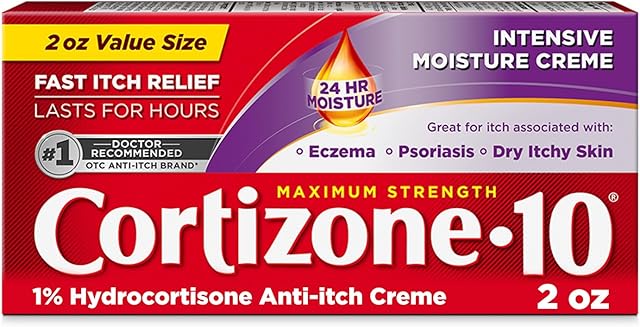 Cortizone-10 Maximum Strength Intensive Healing Itch Relief Cream, 1% Hydrocortisone, Fast-Acting, Anti-Itch Cream for Bug Bites, Rash, Eczema, Psoriasis, Poison Ivy, Oak, Sumac & More, 2 oz