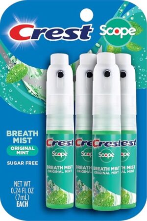 Crest Scope | One 4-Pack of Mint Breath Mist Sprays (4 Total Sprays) - 024 Ounce (7mL) - Made in an FDA Audited USA Facility