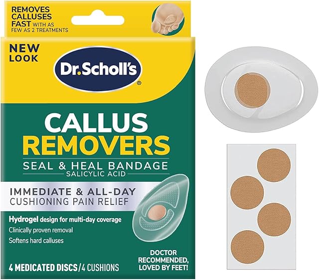 Dr Scholl's CALLUS REMOVER Seal & Heal Bandage with Hydrogel Technology, 4ct // Removes Calluses Fast And Provides Cushioning Protection Against Shoe Pressure And Friction For All-Day Pain Relief