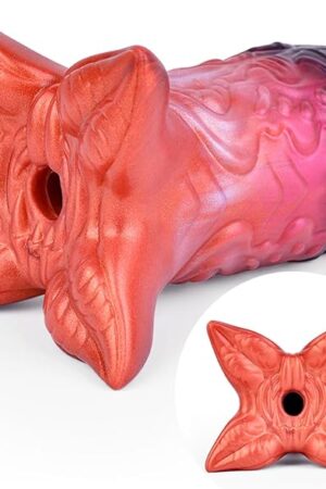 6.1 inch Monster Shape Silicone Male Masturbator Cup with Inner Realistic Textures, Portable Men Masturbator Pocket Stroker Masturbator Cup Adult Sex Toys for Men, Red Black